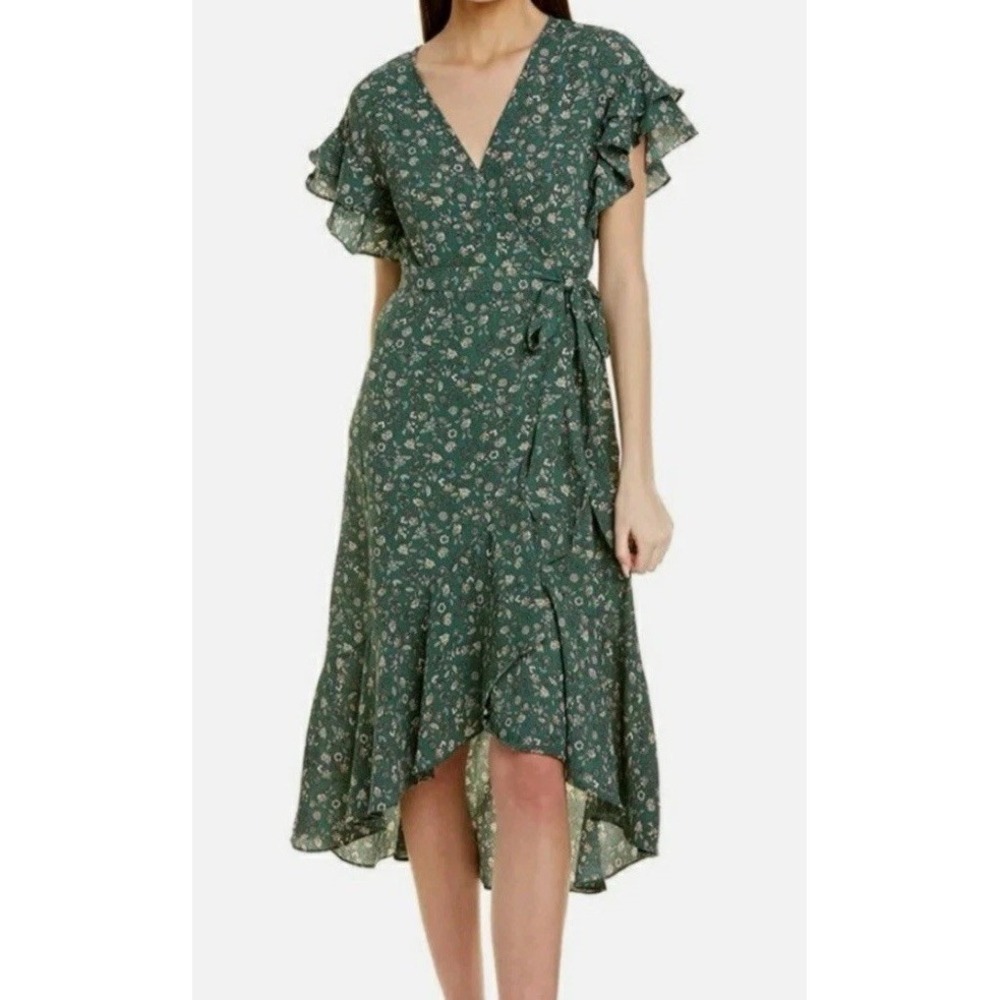 Max Studio Green Floral Midi Dress